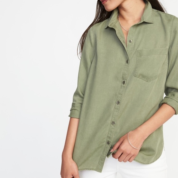 NWOT Tencel Shirt Olive - Picture 5 of 5